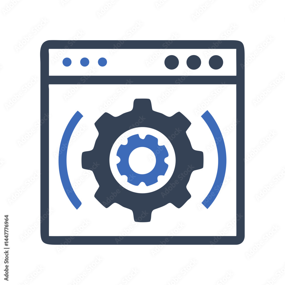 Poster Circular Gear Settings with Dotted Interface Icon Representing System Configuration and UI Preferences