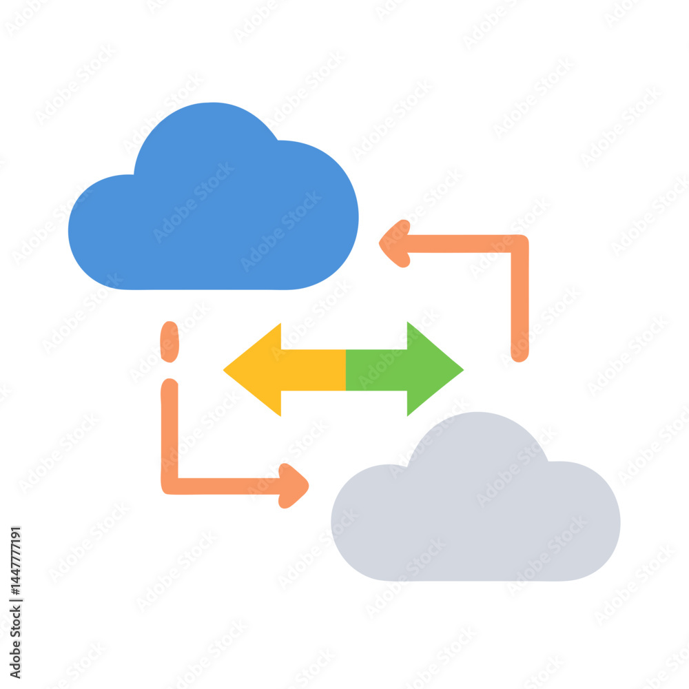 Fototapete Cloud-Based Workflow Management with Bidirectional Arrows Icon Representing Process Automation and Data Synchronization