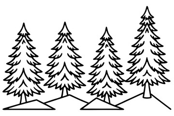 Evergreen Trees in Snow – Clean Line Art