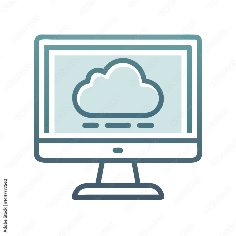 Fototapete Cloud Server Display on Desktop Screen Icon Representing Online Hosting and Data Monitoring