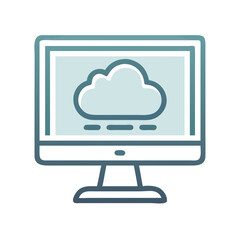 Cloud Server Display on Desktop Screen Icon Representing Online Hosting and Data Monitoring