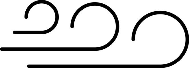 Wind stroke outline icon isolated on transparent background flat vector illustration. Air sign icon. Pixel perfect. Wind icon set. Blowing wind outline icons.