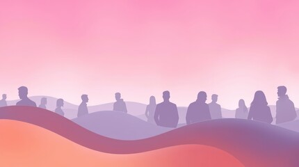 Silhouettes on a Pastel Gradient Background