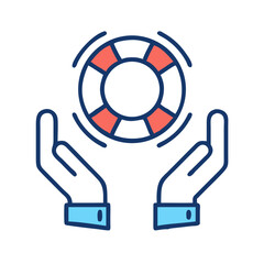 Obraz premium Hands Holding Lifesaver Representing Educational Support and Safety Awareness