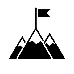 Mountain with Flag Icon Representing Academic Achievement or Personal Success