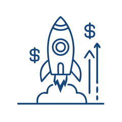 Rocket Launch Icon Representing Business Startup and New Ventures