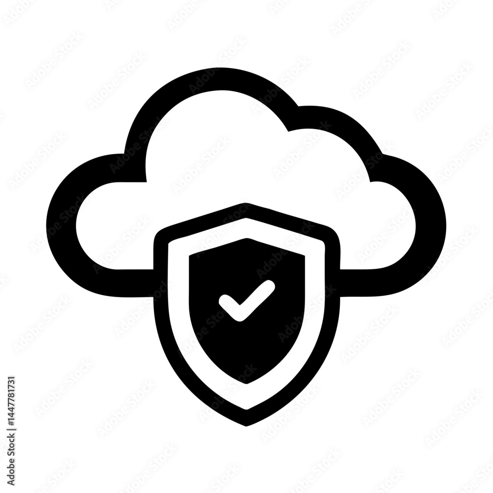 Fototapete secure cloud storage with shield symbol icon representing data protection and privacy