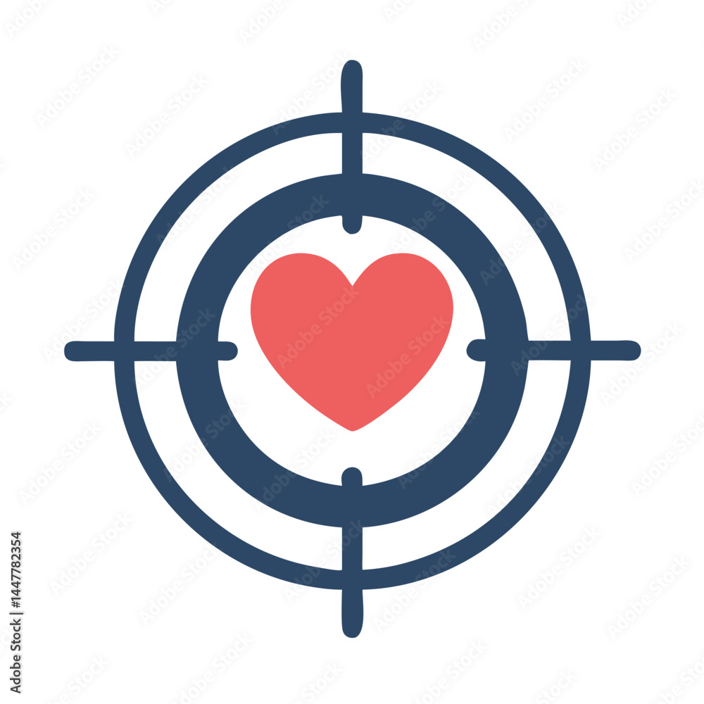 Aufkleber Target with Heart Icon Representing Customer-Centric Approach and Focused Service