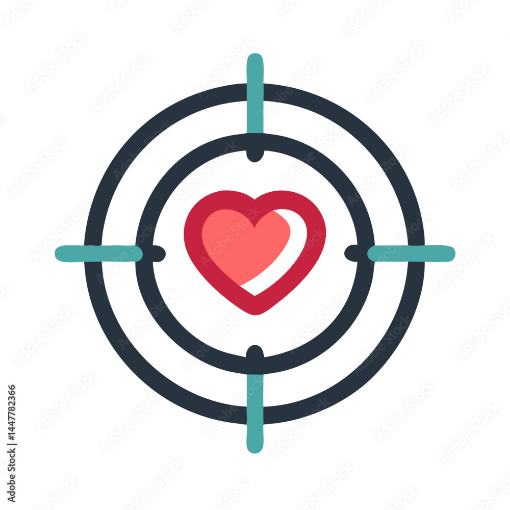 Poster target with heart icon representing customer-centric approach and focused service