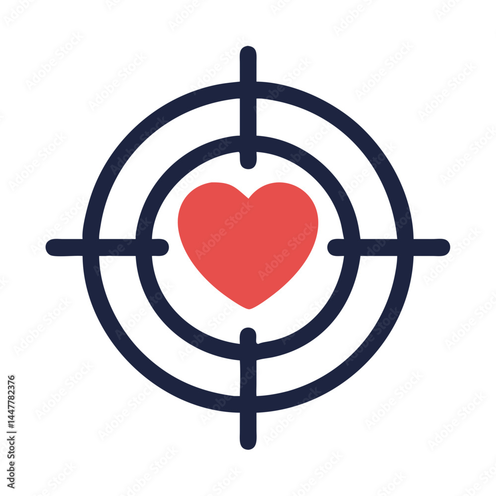Poster target with heart icon representing customer-centric approach and focused service