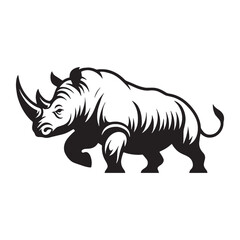 Minimalist charging rhinoceros silhouette vector designed for sharp digital branding – charging rhinoceros silhouette – rhinoceros vector – rhinoceros illustration – silhouette of rhinoceros

