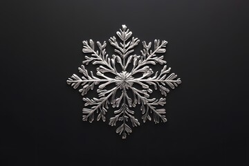 snowflake design with silver metallic geometric pattern in elegant abstract symmetry on a dark background for winter decor