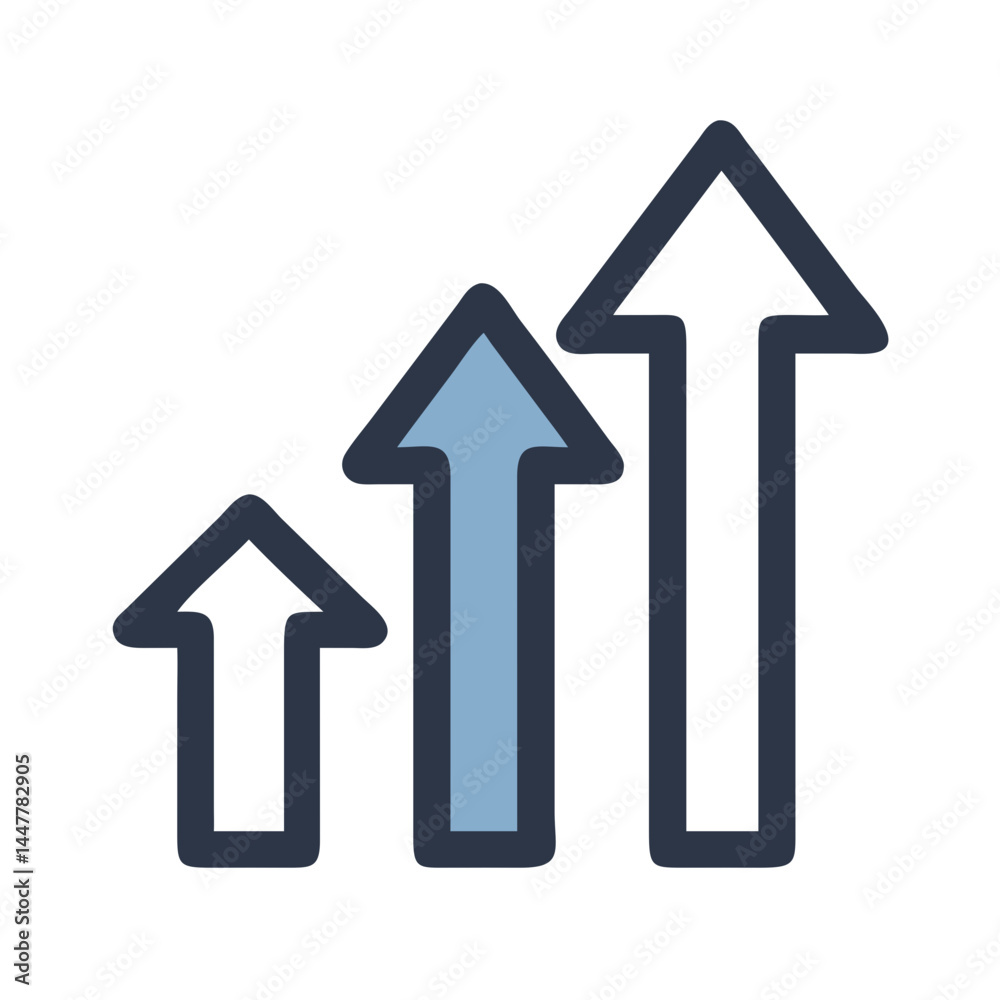 Aufkleber upward arrow icon representing growth and progress in business or development