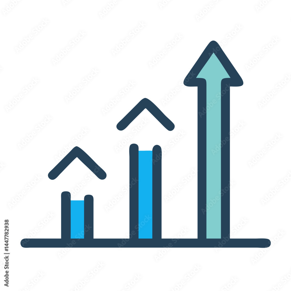 Aufkleber upward arrow icon representing growth and progress in business or development