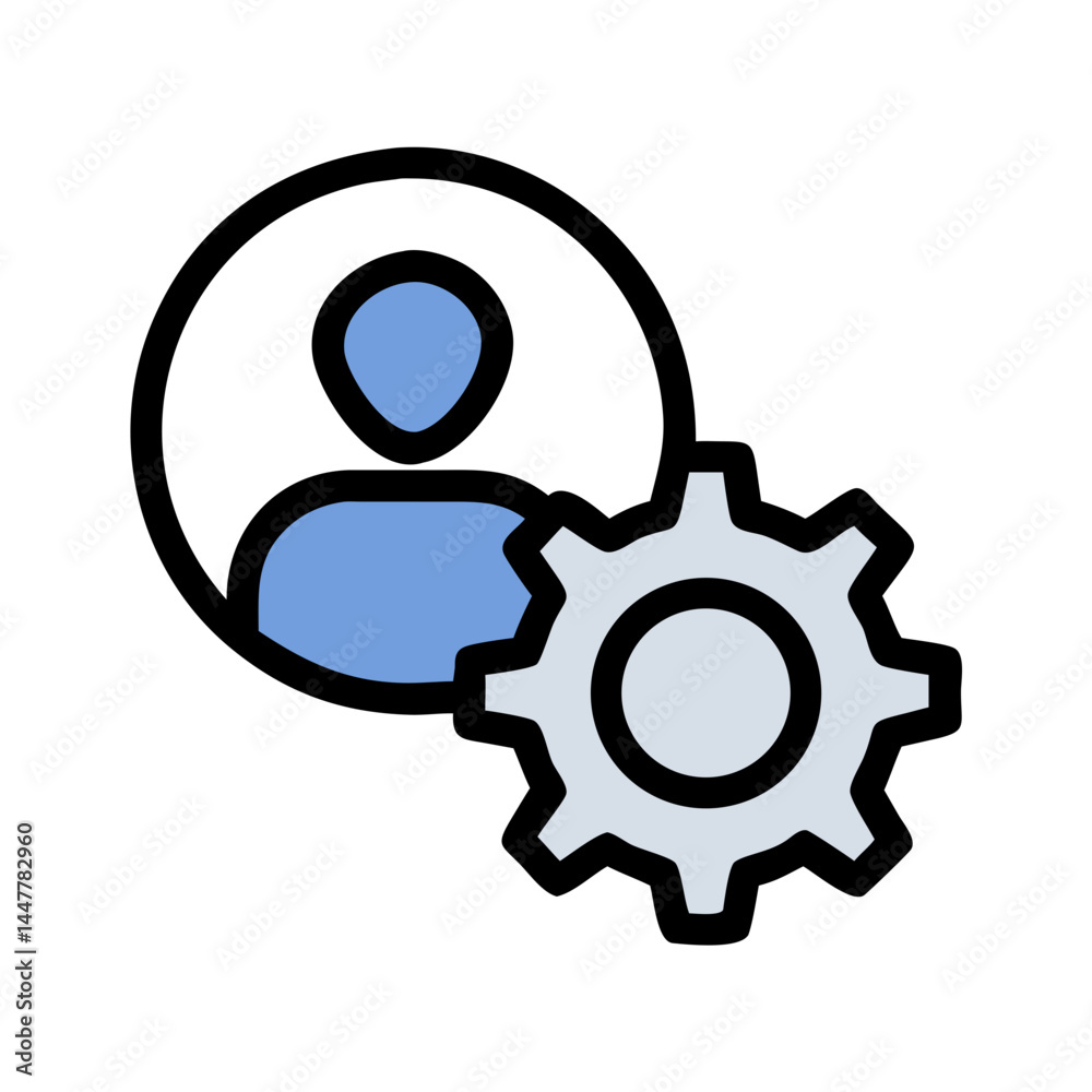 Aufkleber User Profile with Gear Icon Representing Settings Management and Personalization