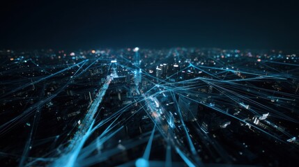 Network of Light Connections Over a Cityscape