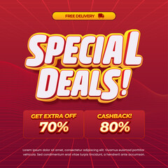 Obraz premium Special Sale discount deals Editable text with Soft dark Red gradient wavy line style Promotion Marketing banner template