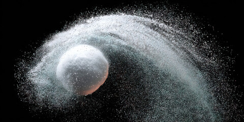 White Sphere with Particle Trail