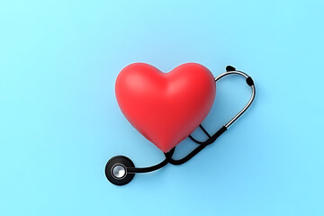 Heart health awareness campaign with stethoscope medical environment creative viewpoint concept