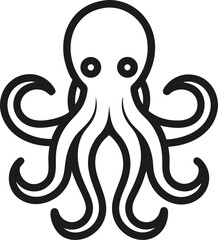 Octopus line art vector on transparent background
