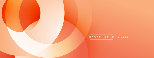 Abstract orange design features overlapping circles, gradients. Smooth shapes create modern background for presentations, branding.