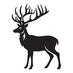 Fototapeta premium Artistic deer silhouette vector perfect for creative visual branding – deer silhouette – deer vector – deer illustration – silhouette of deer