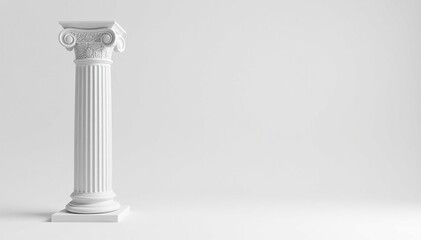 Obraz premium Elegant Roman-style column against pristine white backdrop, clean, heritage, monument