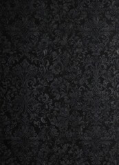 Intricate black gothic damask wallpaper; floral vines, seamless pattern, design element, background, vine