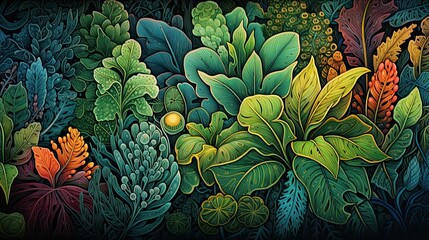 illustration of bright large flowers