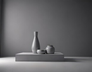 Elegant gray backdrop, subtle lighting, clean shadows for product display,  elegant,  advertising