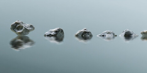 Five Rocks Floating in Water
