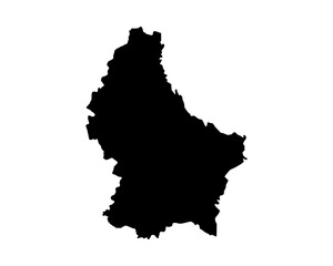 Luxembourg Black Silhouette Map Illustration