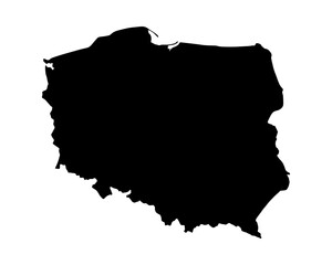 Poland Black Silhouette Map Illustration
