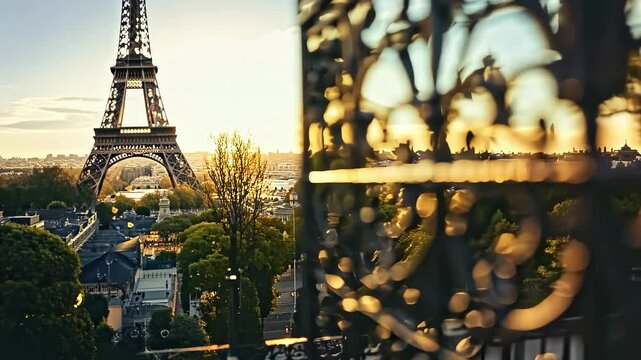 Eiffel Tower Sunset View in Paris
