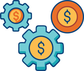 Operation management and business administration editable stroke outline icons  isolated on white background flat vector illustration