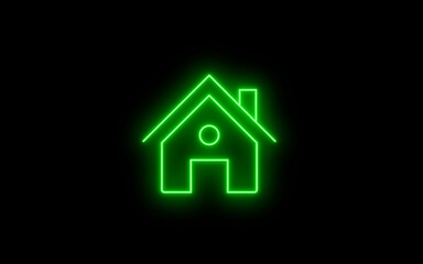 Neon Green color Home icon. bright House sign. Neon Outline Building icon. Web home flat icon for apps and websites. Home, House, Building symbol.
