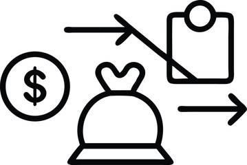 Operation management and business administration editable stroke outline icons  isolated on white background flat vector illustration