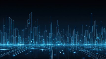 Digital Cityscape with Interconnected Networks