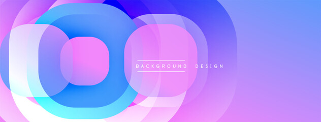 Abstract layers create vibrant purple, blue gradient. Overlapping circles form dynamic visual effect. Modern design element.