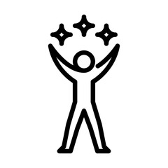 happy gesture outline icon. stick figure in happy emotion line art illustration.