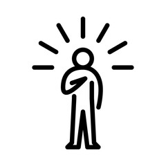 proud gesture outline icon. proud stick figure line art illustration.