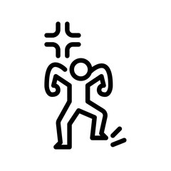 frustrated gesture outline icon. stick figure angry line art illustration.