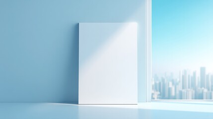 minimalistic empty poster mockup in well-lit room