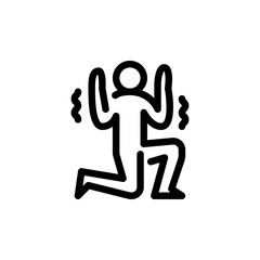 surrender gesture outline icon. stick figure retreat line art illustration.