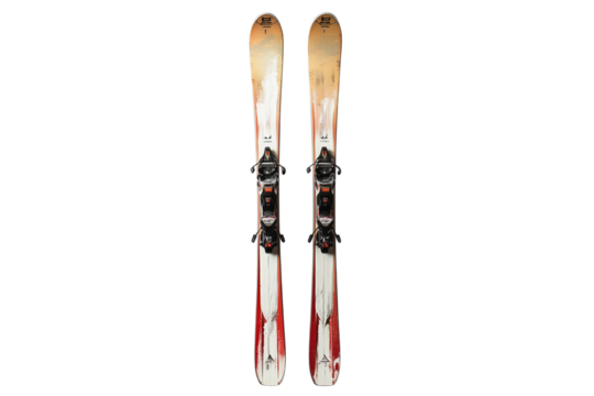 A pair of skis with bindings, perfect for winter sports enthusiasts looking to hit the slopes and enjoy snow-covered mountains. transparent background