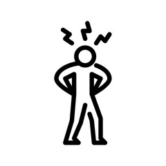 stress gesture outline icon. stick figure anxiety line art illustration.