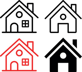 Neon Red and black color Home icon. bright House sign. Neon Outline Building icon. Web home flat icon for apps and websites. Home, House, Building symbol. Vector
