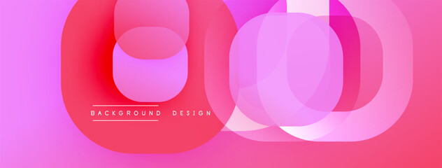 Abstract pink design features overlapping circles, gradients. Modern aesthetic, suitable for backgrounds, presentations. Minimalist style.