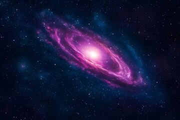 Obraz premium Majestic Spiral Galaxy in Deep Space Stunning Cosmic Nebula with Vibrant Pink and Purple Hues