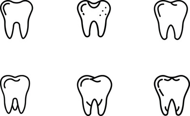 tooth silhouette vector set, tooth icon collections isolated on white background. Vector illustration